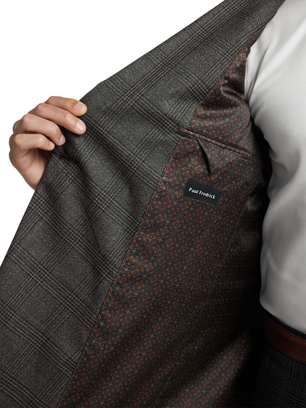 Wool Plaid Double Breasted Peak Lapel Suit Jacket - Charcoal - Image 4