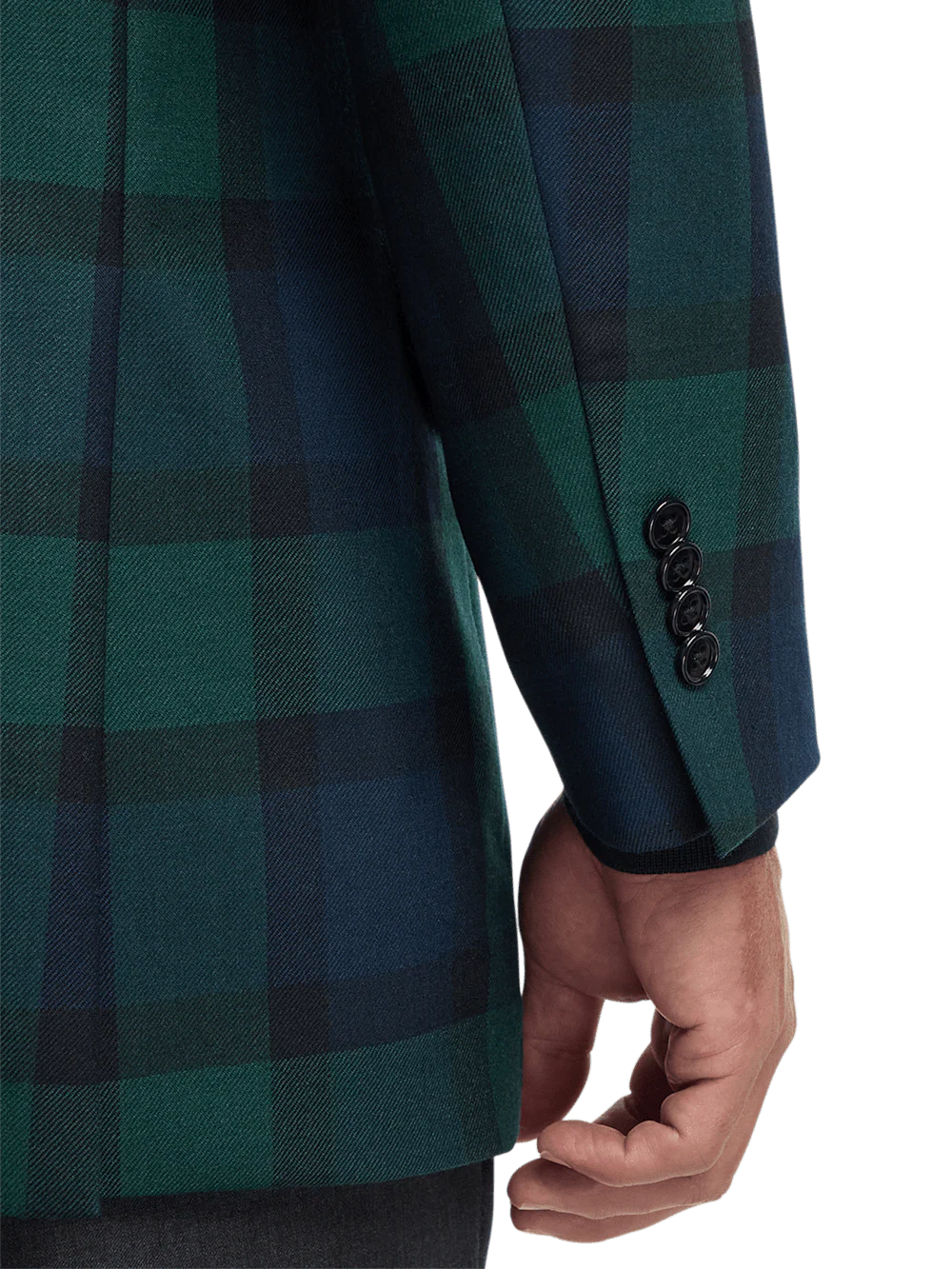 Wool Plaid Single Breasted Notch Lapel Sport Coat - Blue/green - Image 4