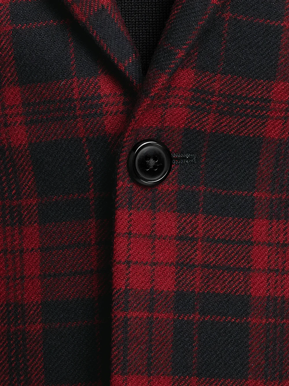 Wool Plaid Single Breasted Notch Lapel Sport Coat - Black/red - Image 5