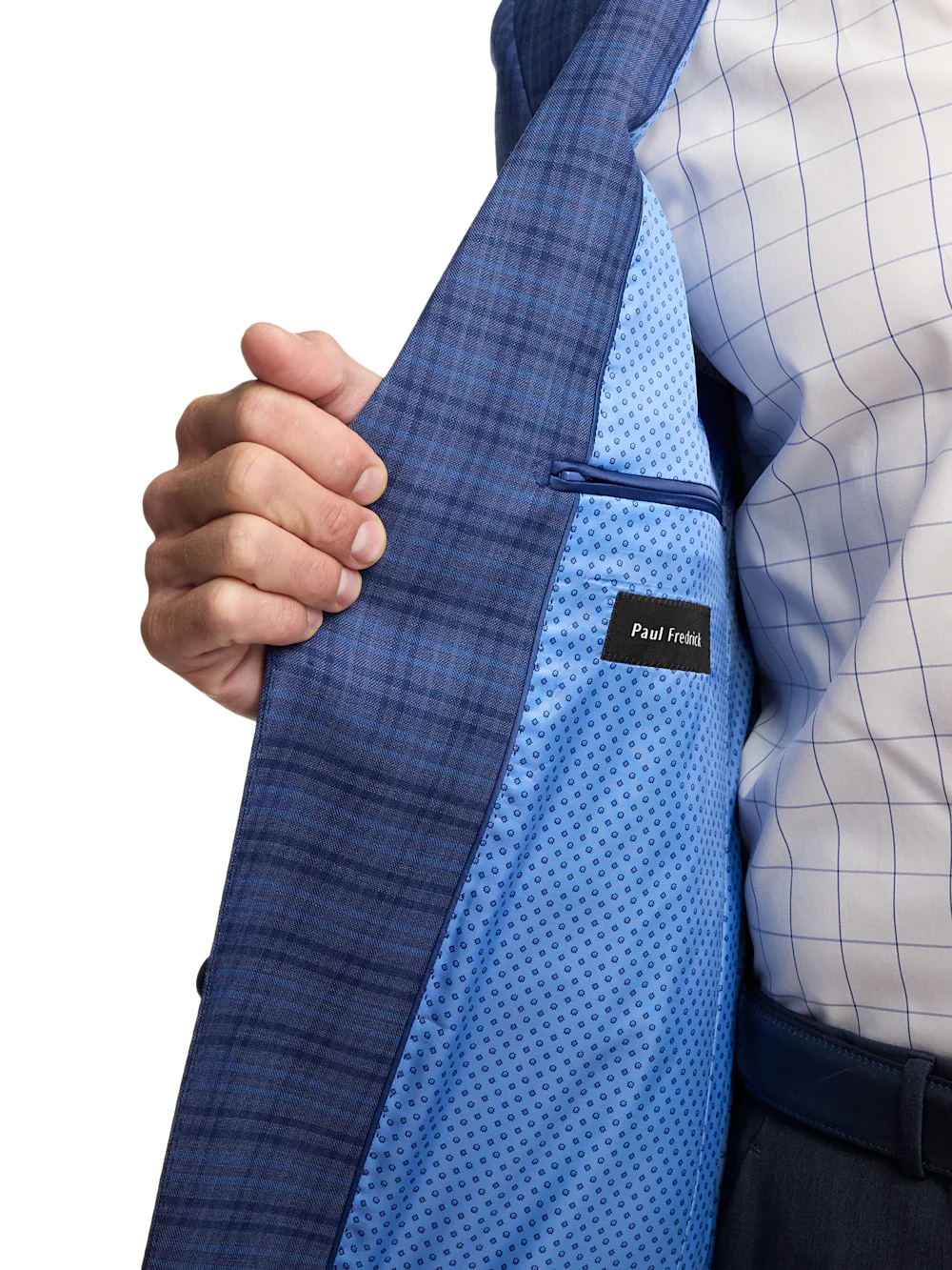 Wool Plaid Single Breasted Notch Lapel Sport Coat - Navy/blue - Image 5