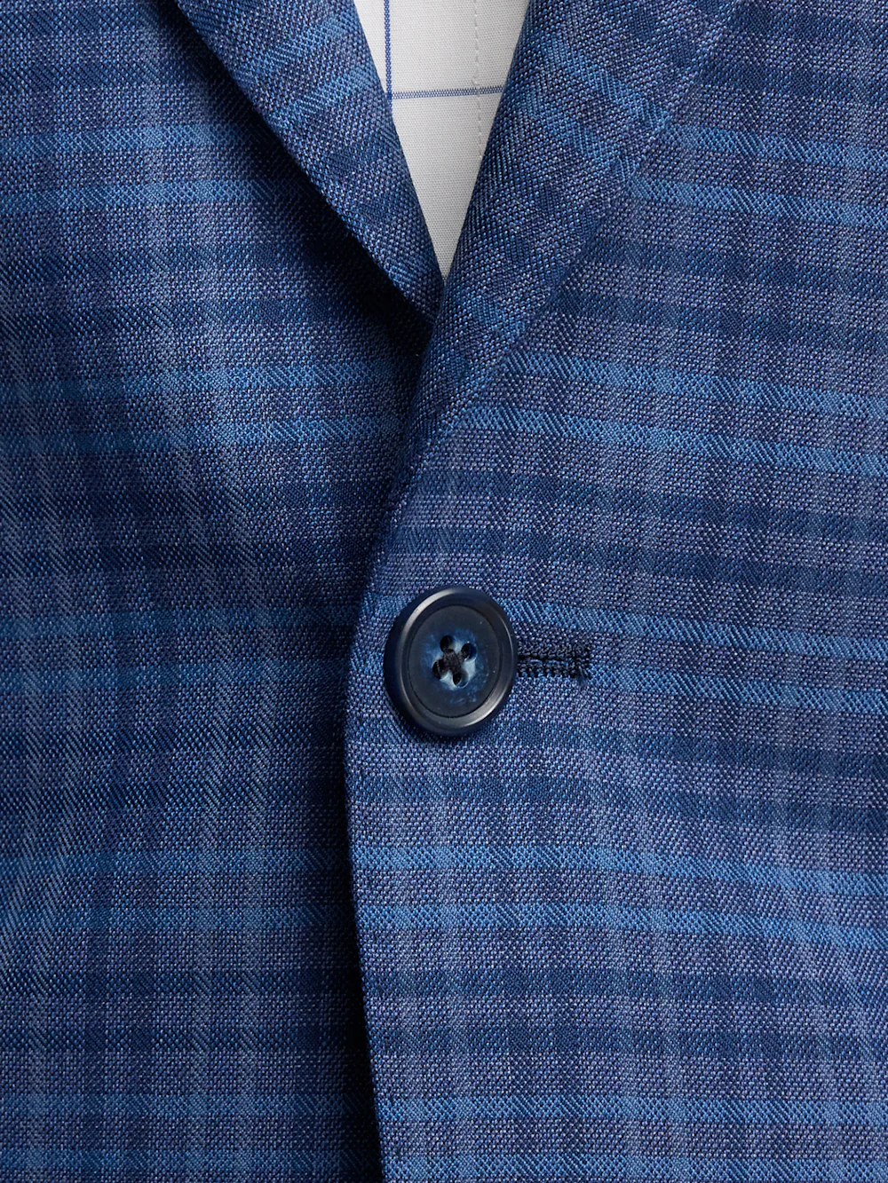 Wool Plaid Single Breasted Notch Lapel Sport Coat - Navy/blue - Image 6
