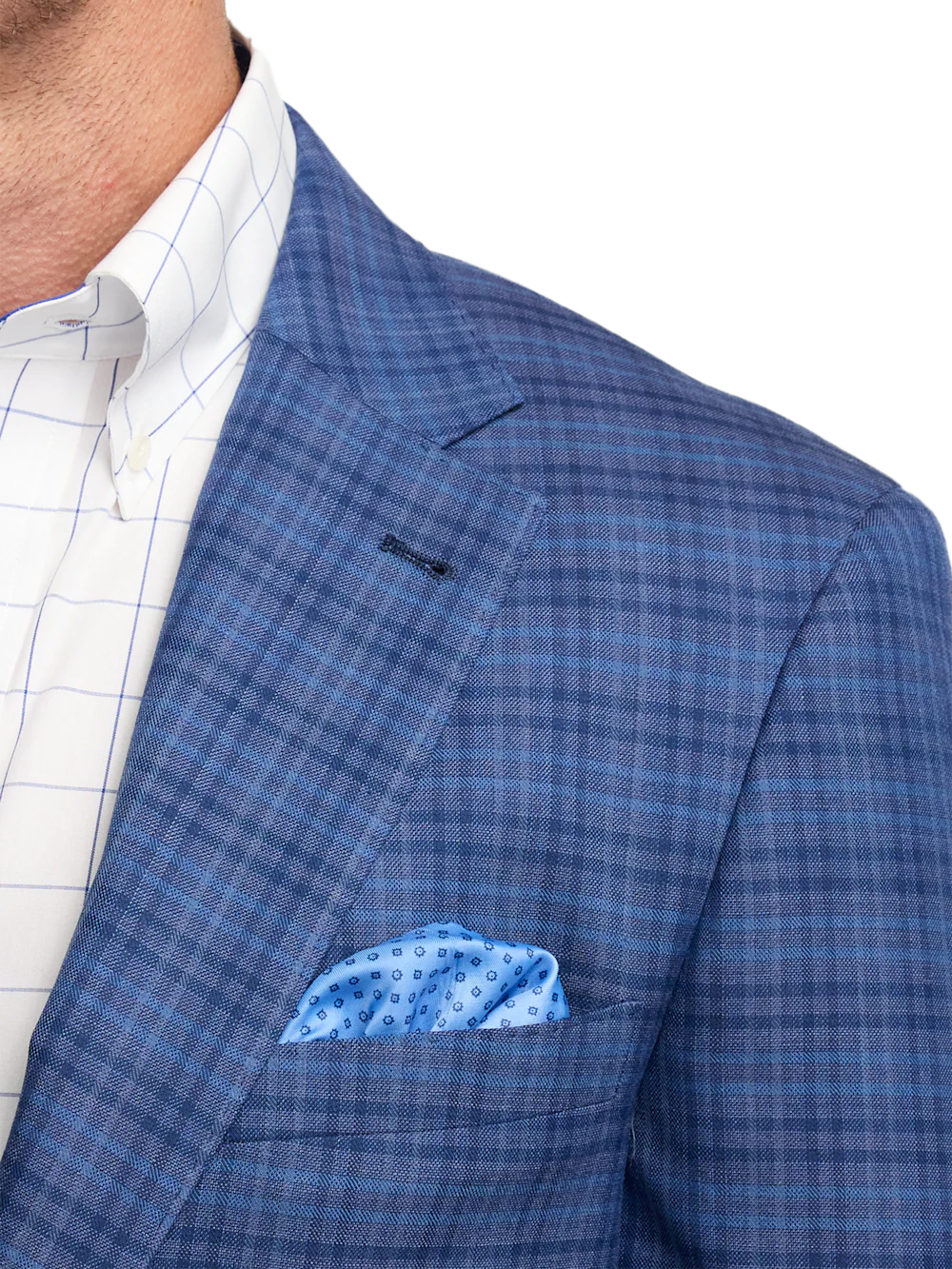 Wool Plaid Single Breasted Notch Lapel Sport Coat - Navy/blue - Image 7