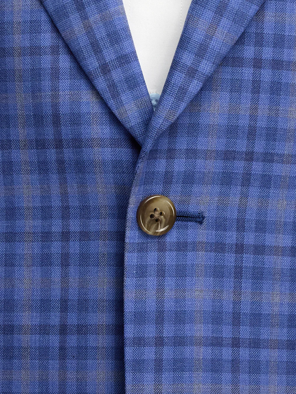 Wool Plaid Single Breasted Peak Lapel Sport Coat - Blue - Image 5