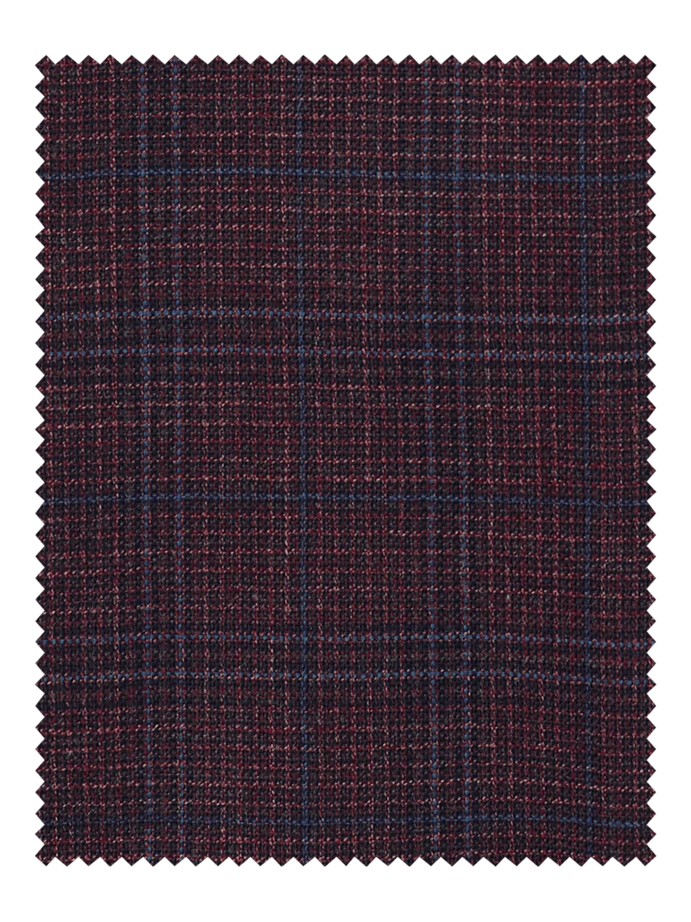 Wool Plaid Single Pleat Suit Pants - Wine - Image 3