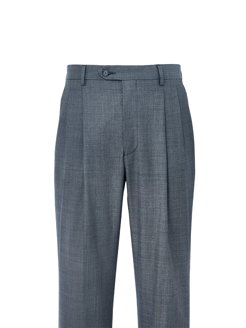 Wool Sharkskin Pleated Pants - Grey - Image 2