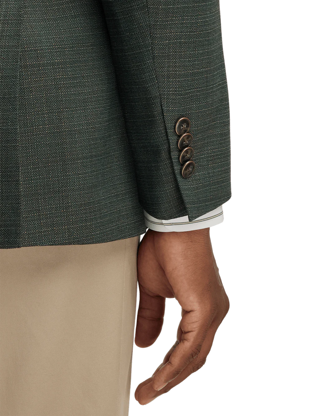 Wool Single Breasted Notch Lapel Sport Coat - Green/tan - Image 3