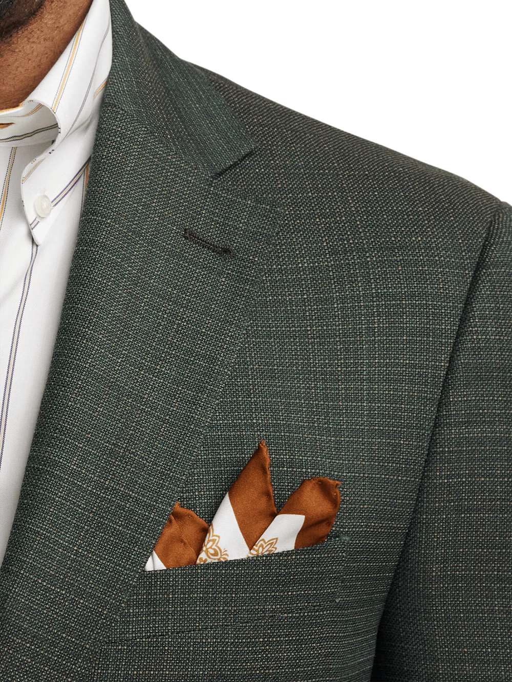 Wool Single Breasted Notch Lapel Sport Coat - Green/tan - Image 6
