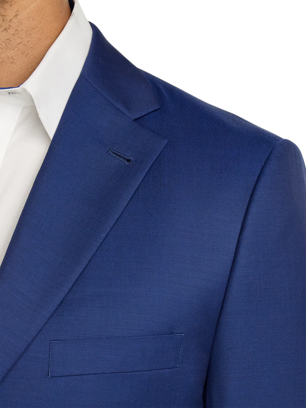 Wool Solid Single Breasted Notch Lapel Suit Jacket - Blue - Image 6