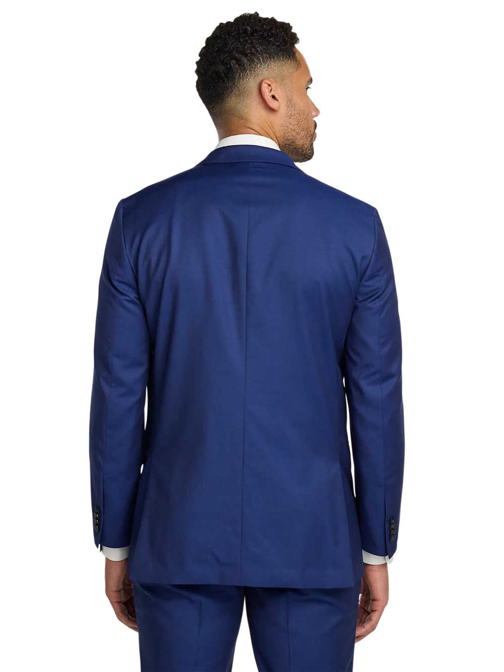 Wool Solid Single Breasted Notch Lapel Suit Jacket - Blue - Image 7