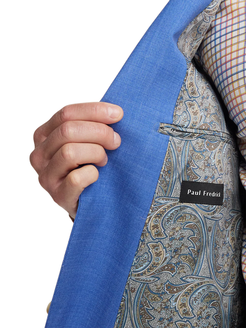 Wool Stretch Bengaline Peak Lapel Suit - French Blue - Image 4