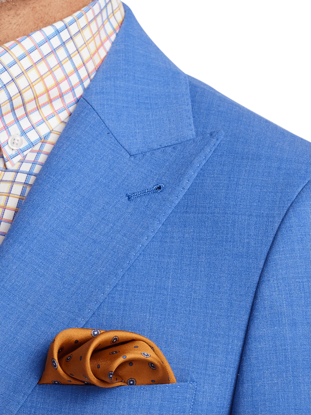 Wool Stretch Bengaline Peak Lapel Suit - French Blue - Image 6
