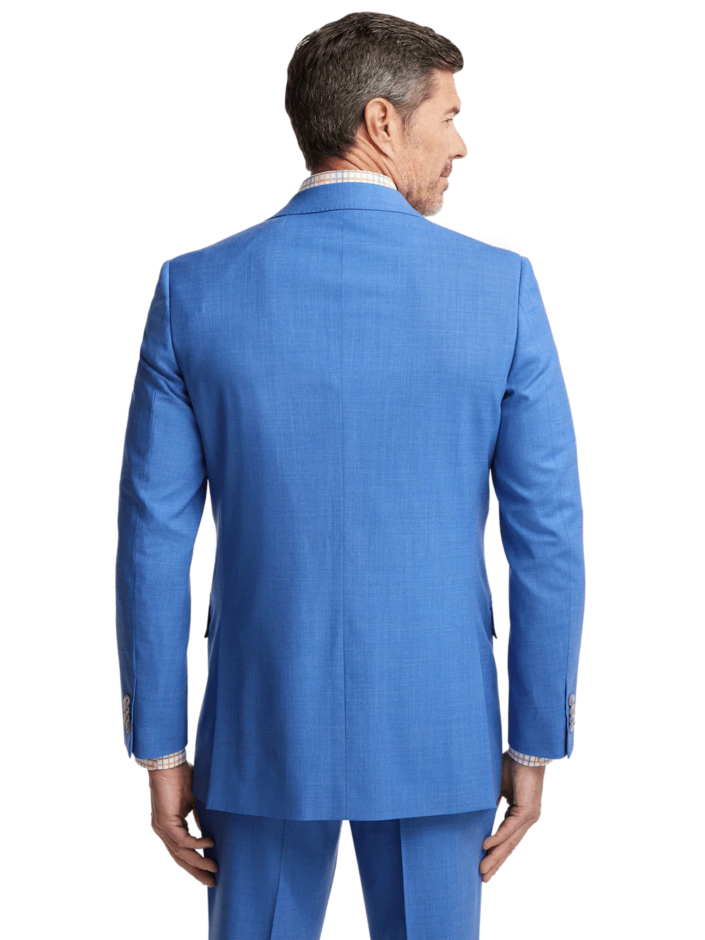 Wool Stretch Bengaline Peak Lapel Suit - French Blue - Image 7