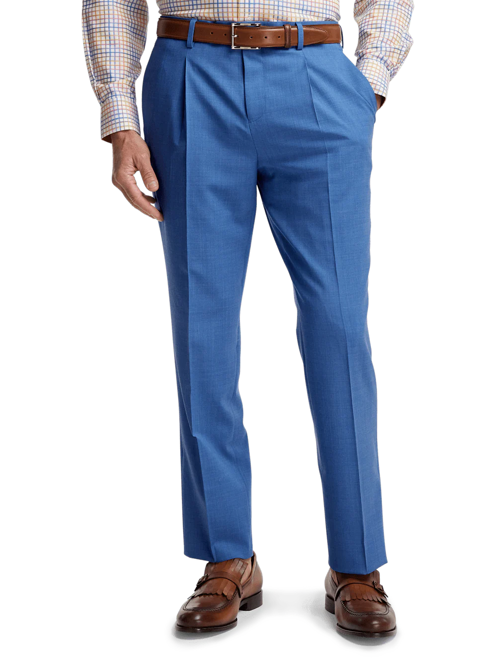 Wool Stretch Bengaline Peak Lapel Suit - French Blue - Image 8