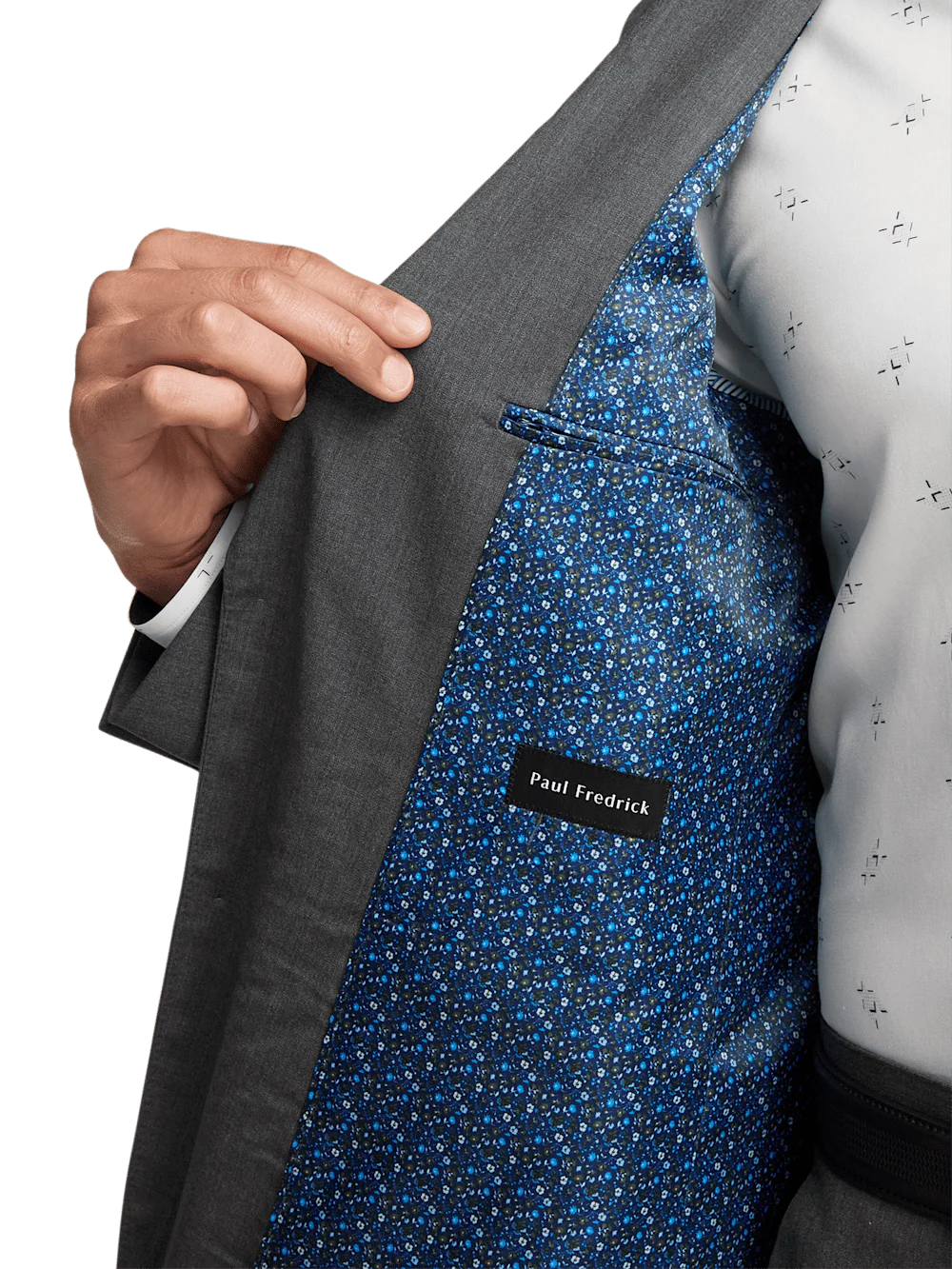 Wool Stretch Bengaline Peak Lapel Suit Jacket - Grey - Image 4