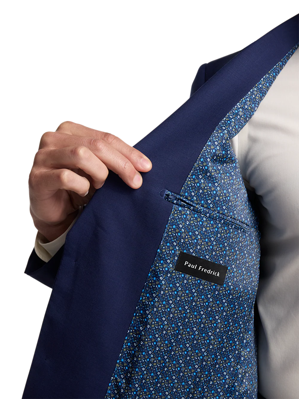 Wool Stretch Bengaline Peak Lapel Suit Jacket - Blue - Image 4