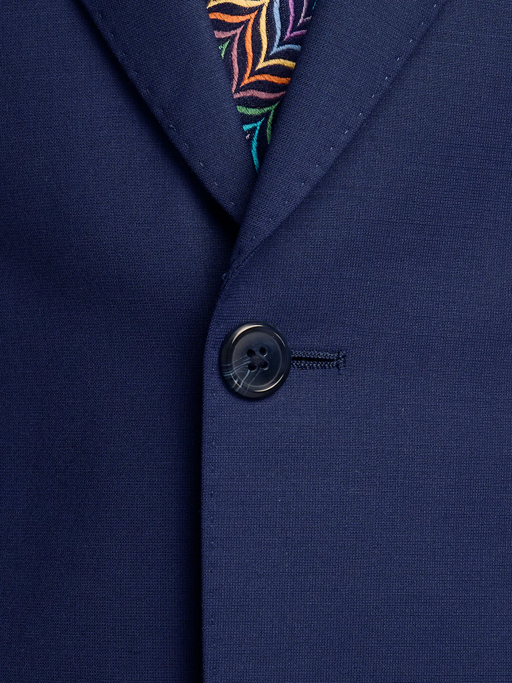Wool Stretch Bengaline Peak Lapel Suit Jacket - Blue - Image 5