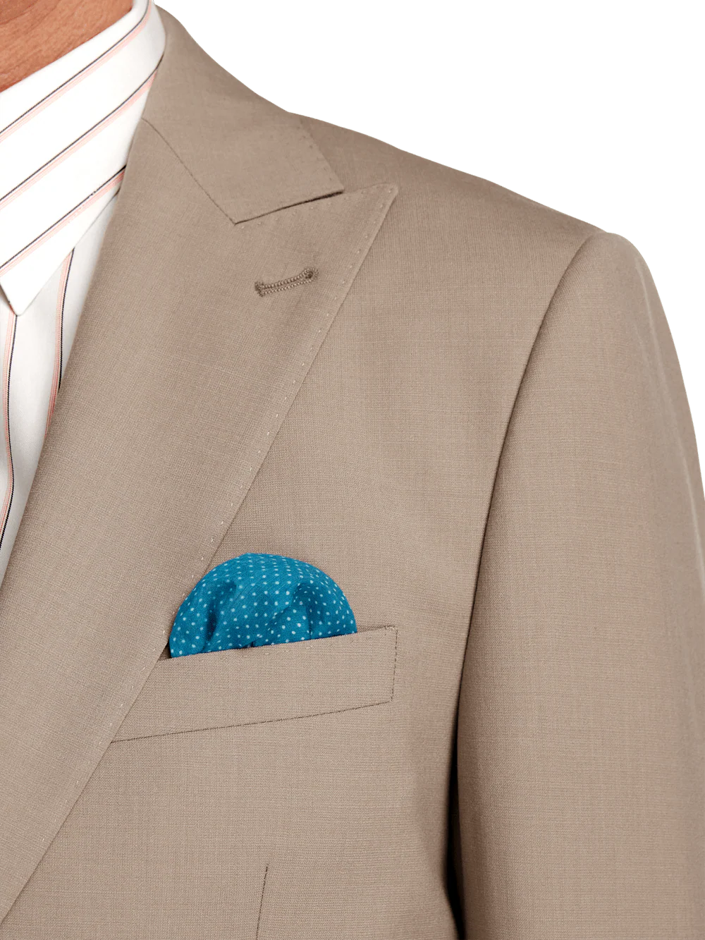 Wool Stretch Bengaline Peak Lapel Suit Jacket - Light Tan - Image 6