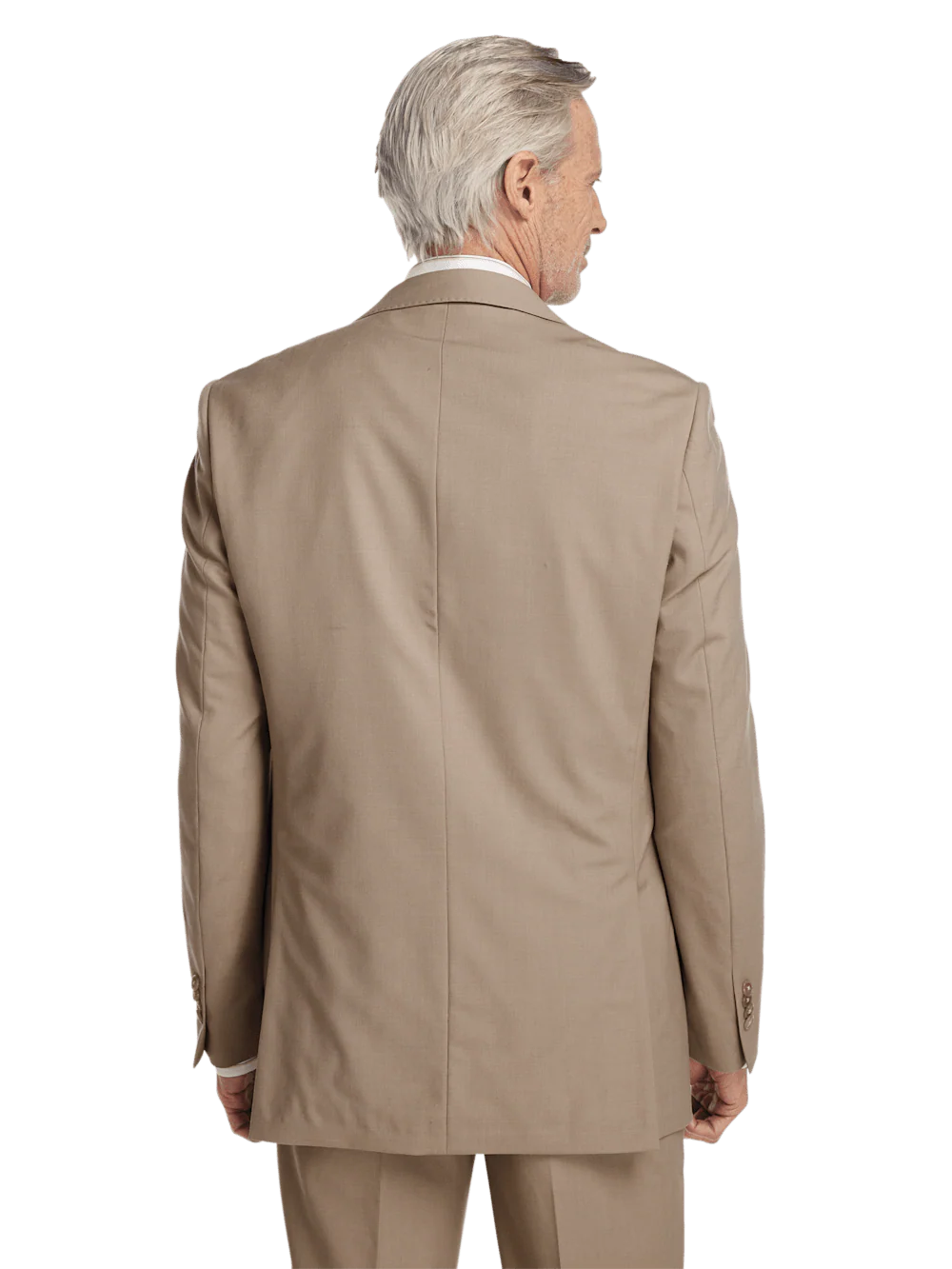 Wool Stretch Bengaline Peak Lapel Suit Jacket - Light Tan - Image 7