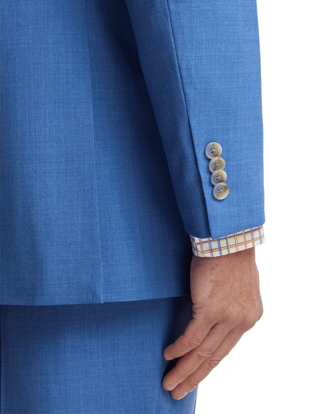 Wool Stretch Bengaline Peak Lapel Suit Jacket - French Blue - Image 3