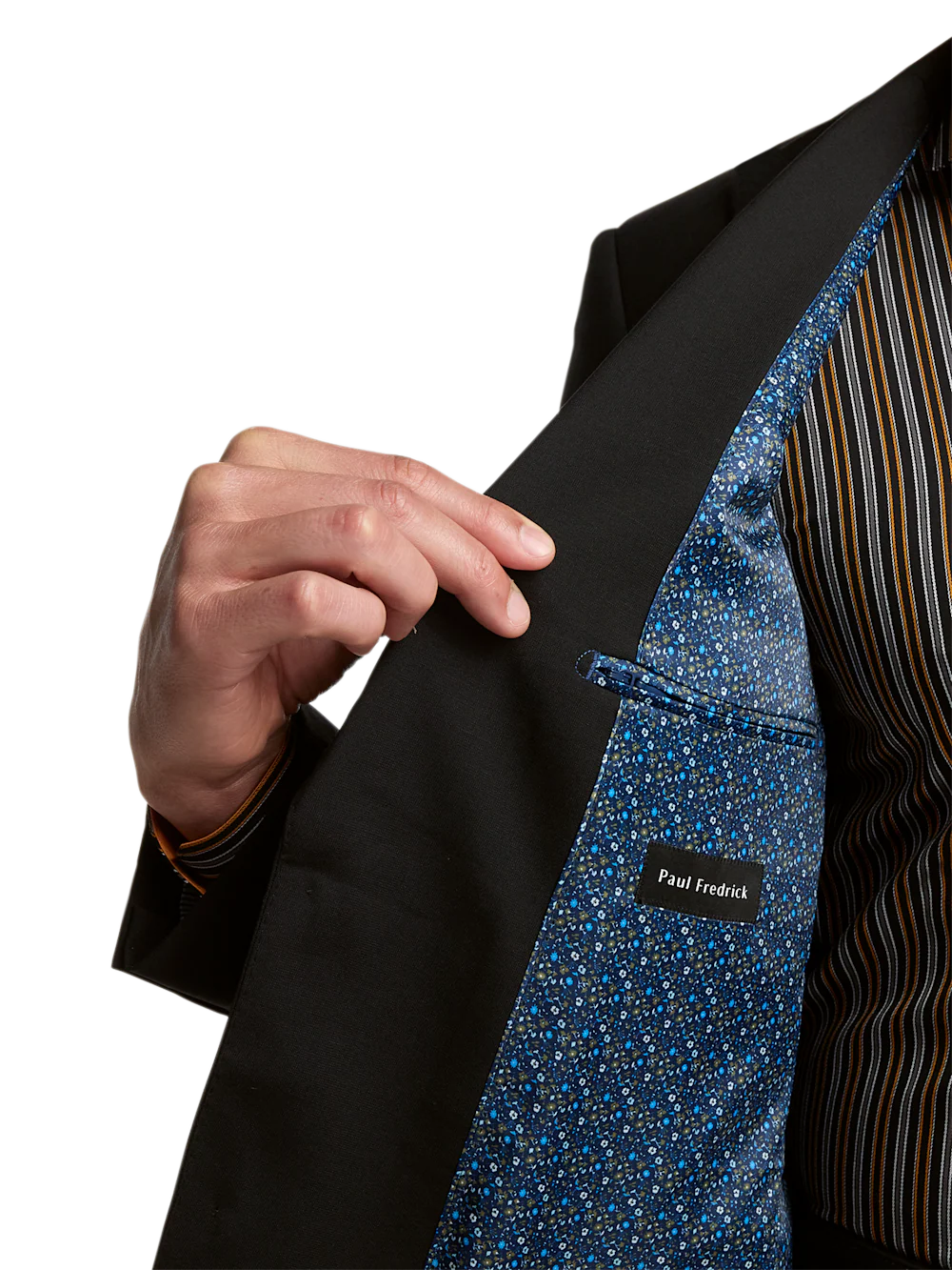 Wool Stretch Bengaline Single Breasted Peak Lapel Suit - Black - Image 4