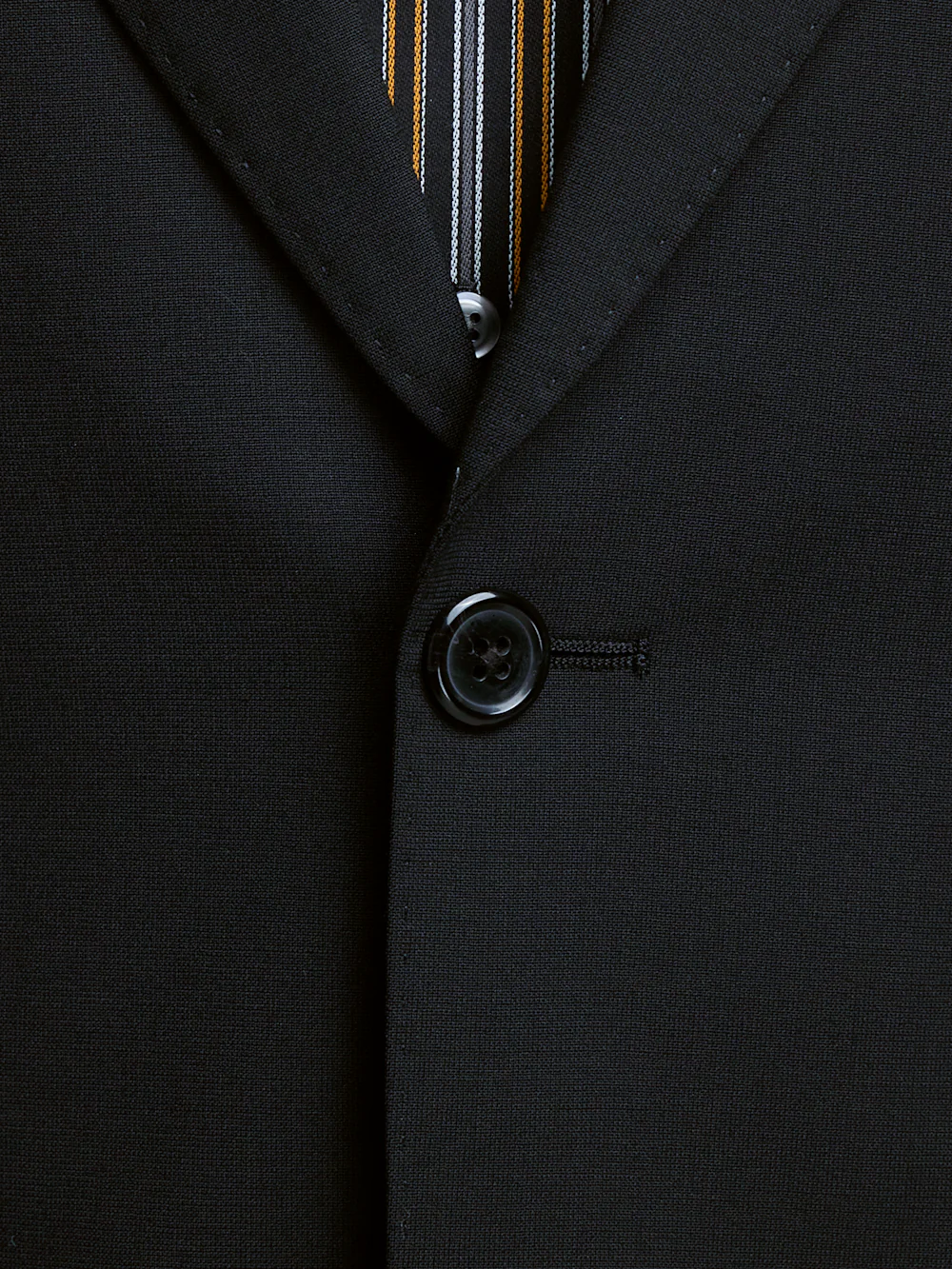 Wool Stretch Bengaline Single Breasted Peak Lapel Suit - Black - Image 5