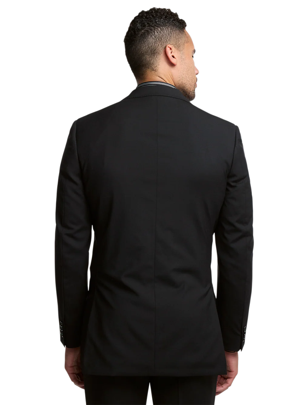 Wool Stretch Bengaline Single Breasted Peak Lapel Suit - Black - Image 7