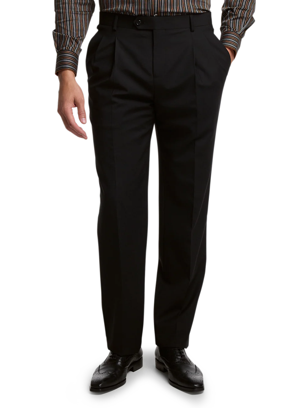 Wool Stretch Bengaline Single Breasted Peak Lapel Suit - Black - Image 8