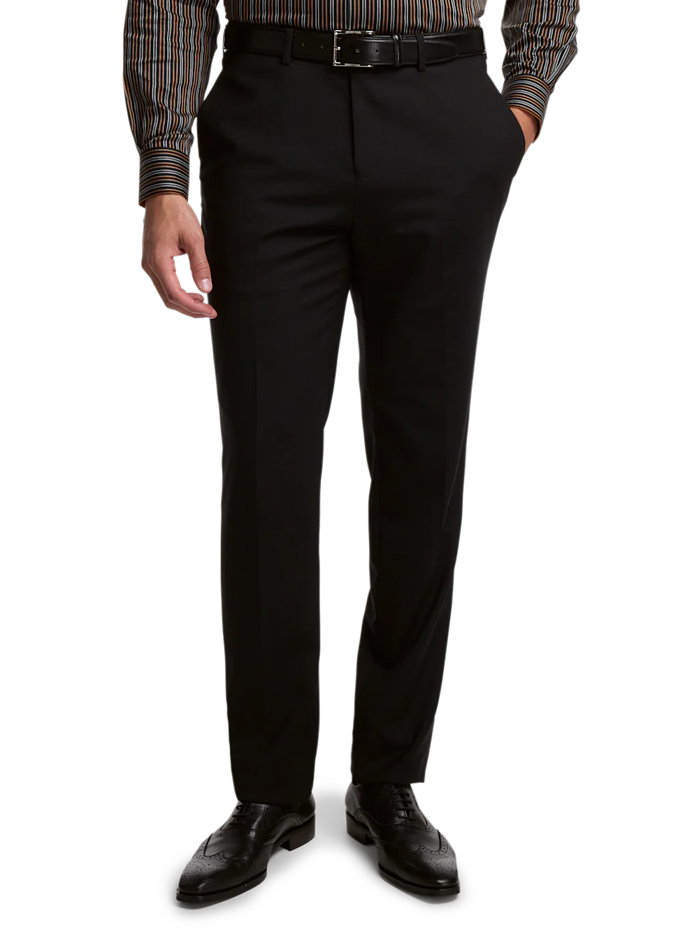 Wool Stretch Bengaline Single Breasted Peak Lapel Suit - Black - Image 9
