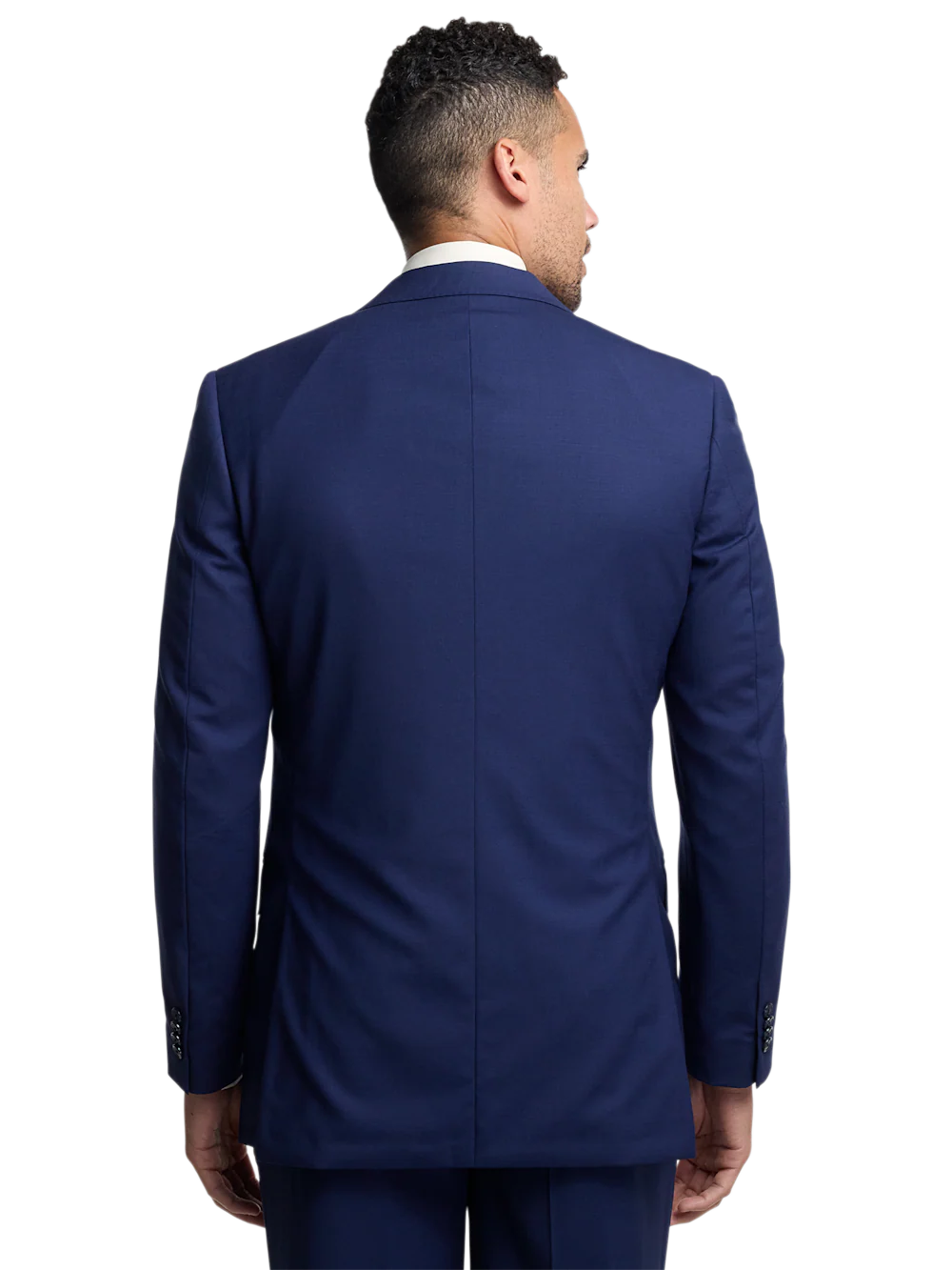 Wool Stretch Bengaline Single Breasted Peak Lapel Suit - Blue - Image 7