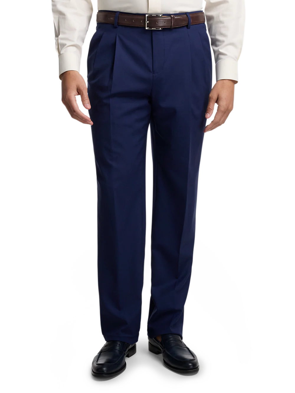 Wool Stretch Bengaline Single Breasted Peak Lapel Suit - Blue - Image 8