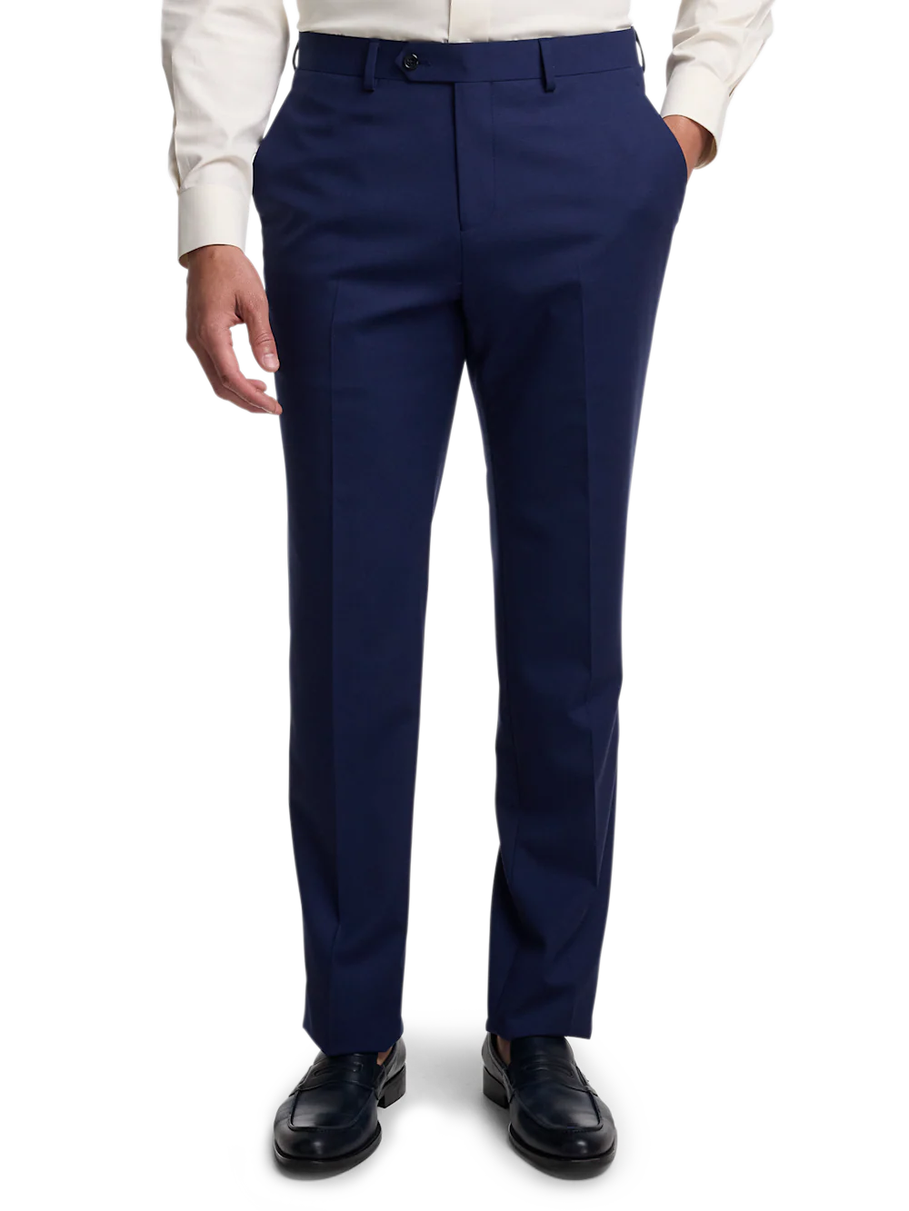 Wool Stretch Bengaline Single Breasted Peak Lapel Suit - Blue - Image 9