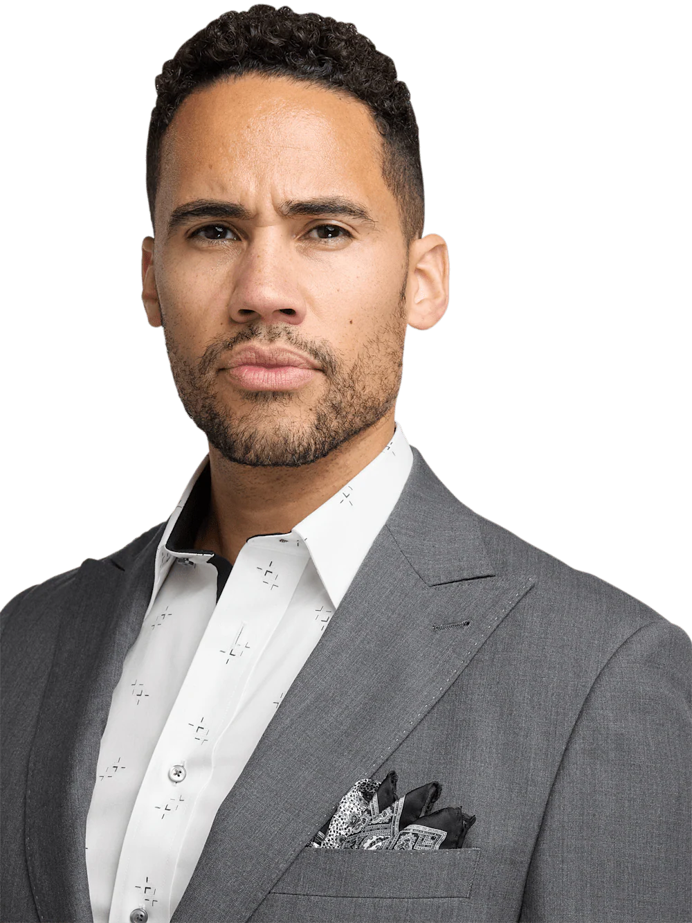 Wool Stretch Bengaline Single Breasted Peak Lapel Suit - Grey - Image 3