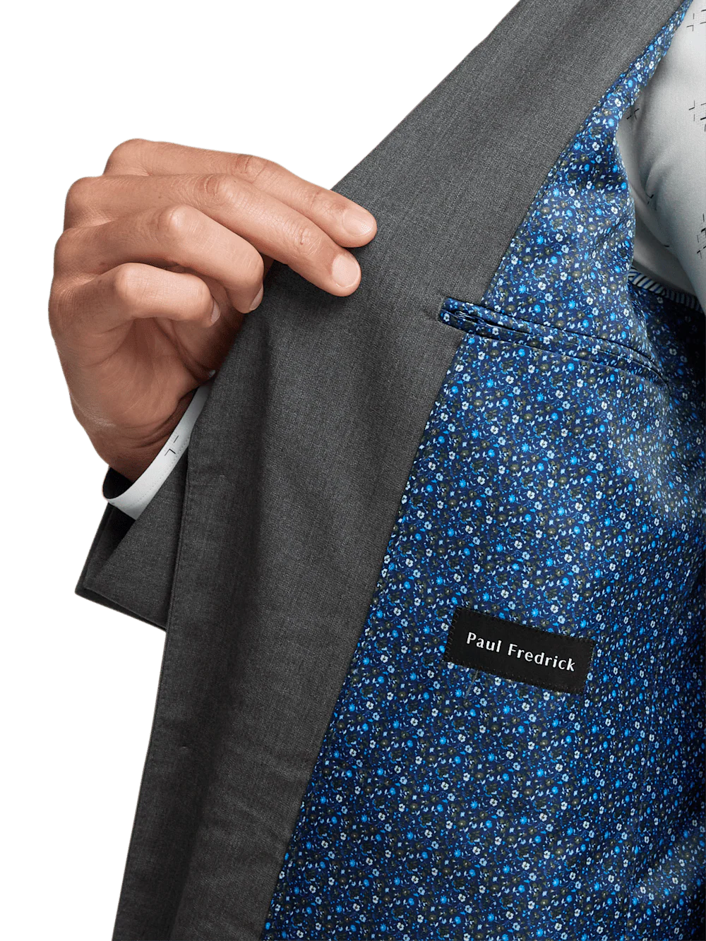 Wool Stretch Bengaline Single Breasted Peak Lapel Suit - Grey - Image 4