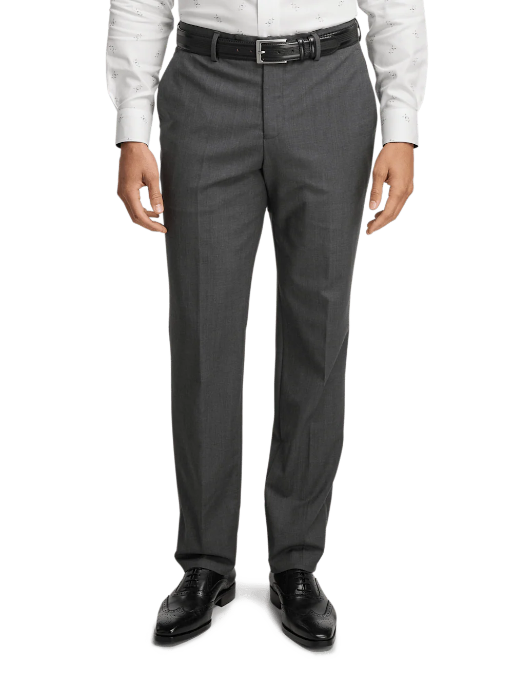 Wool Stretch Bengaline Single Breasted Peak Lapel Suit - Grey - Image 9