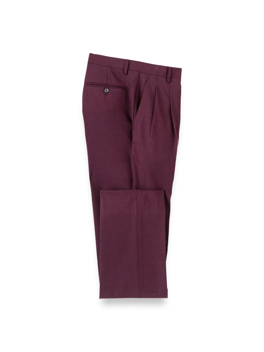 Wool Stretch Bengaline Single Breasted Peak Lapel Suit - Plum - Image 10