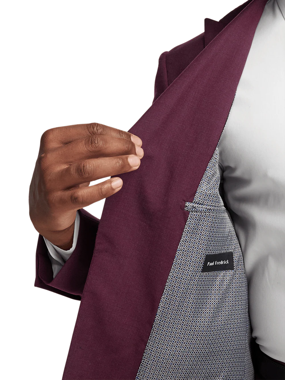 Wool Stretch Bengaline Single Breasted Peak Lapel Suit - Plum - Image 4