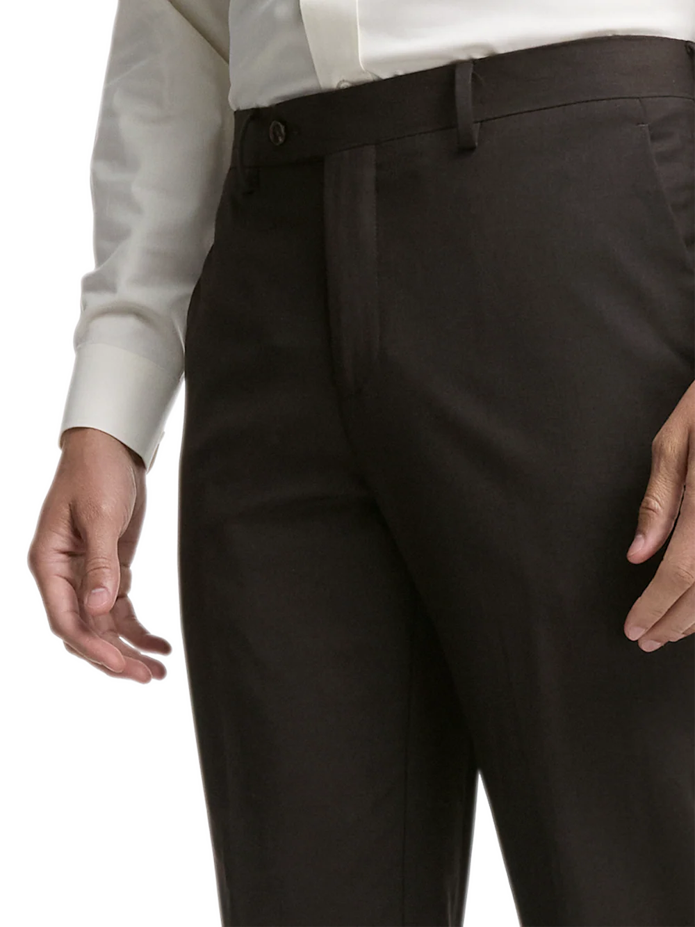 Wool Stretch Bengaline Suit Pants - Dark Brown - Image 3