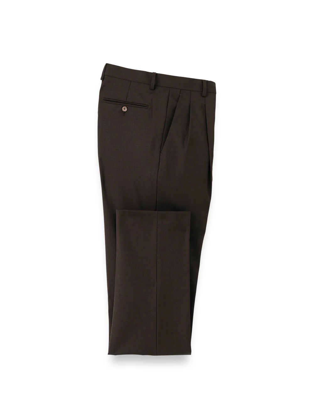 Wool Stretch Bengaline Suit Pants - Dark Brown - Image 5