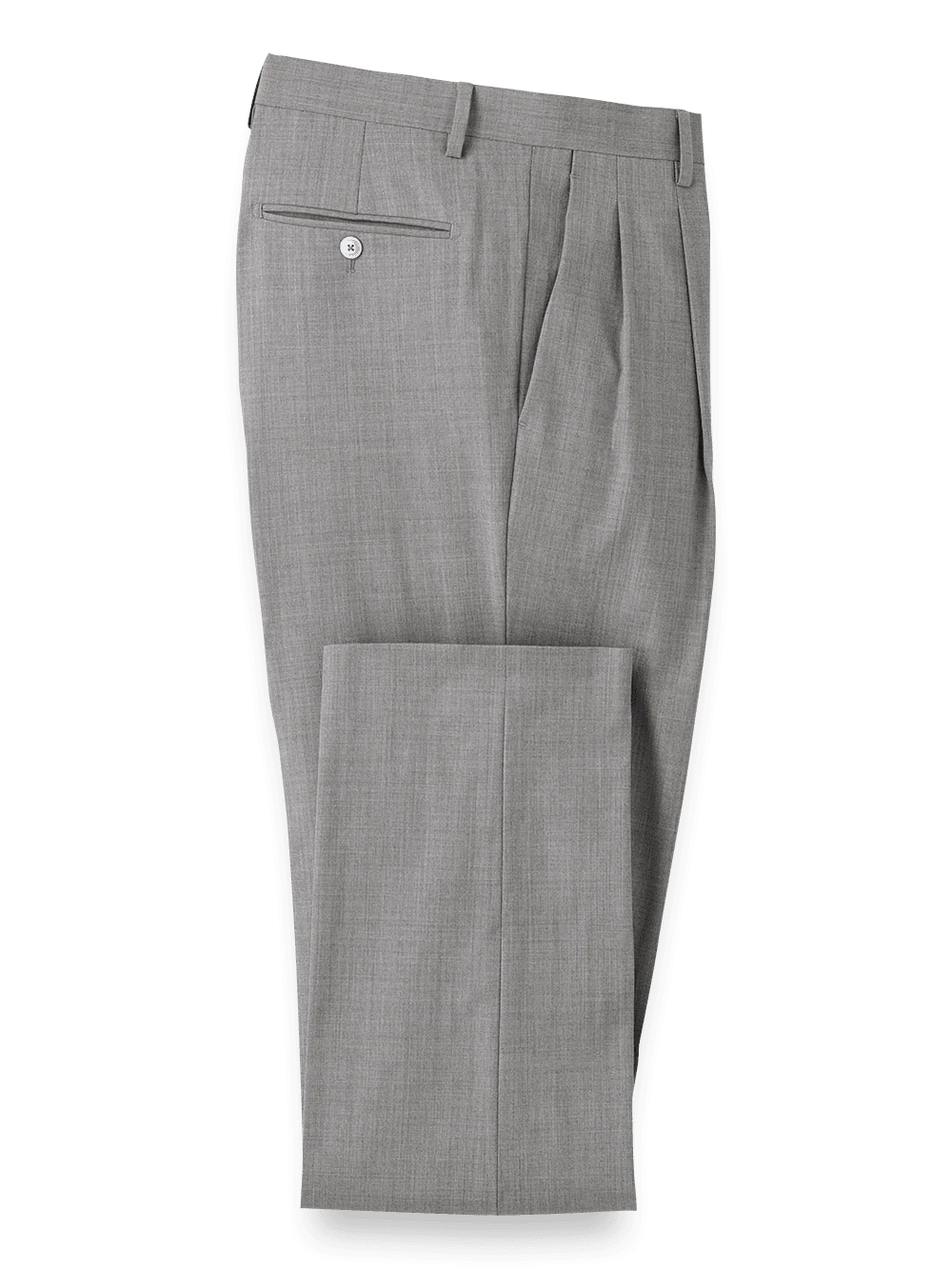 Wool Stretch Bengaline Suit Pants - Light Grey - Image 4