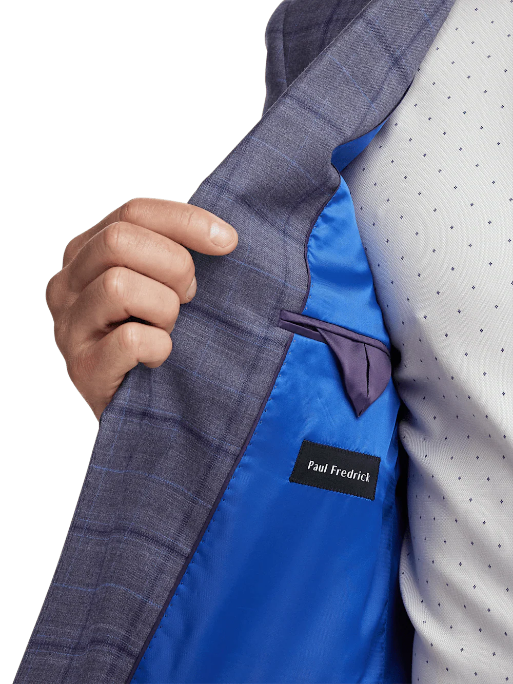 Wool Stretch Windowpane Single Breasted Notch Lapel Sport Coat - Purple - Image 4