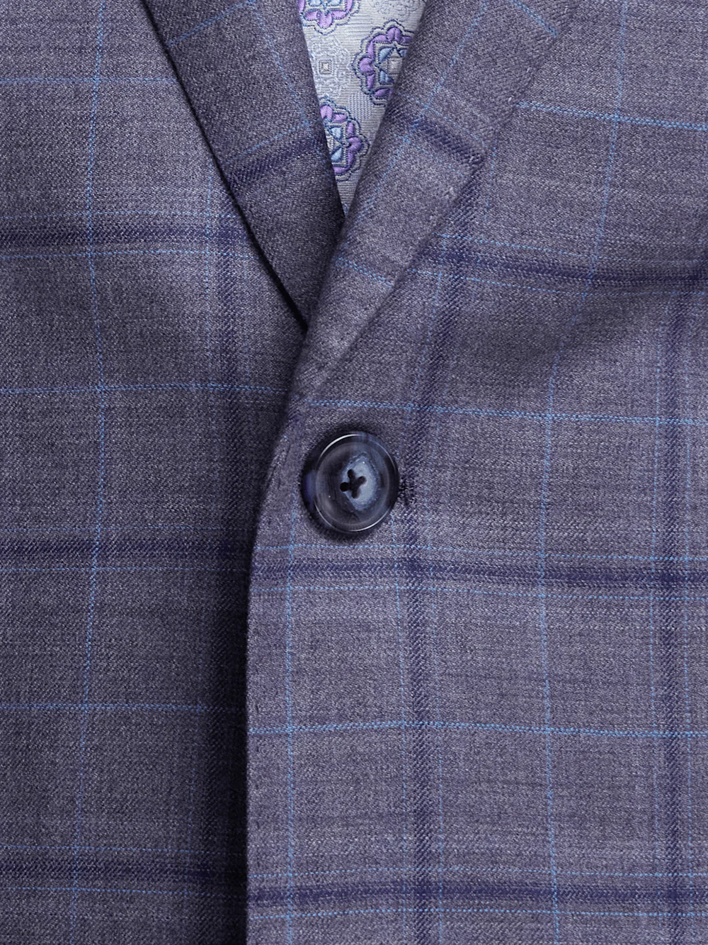 Wool Stretch Windowpane Single Breasted Notch Lapel Sport Coat - Purple - Image 5