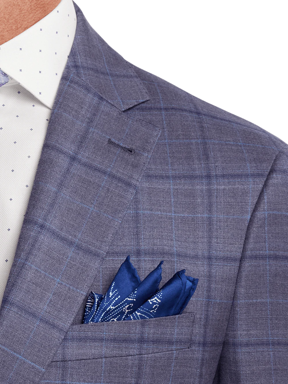 Wool Stretch Windowpane Single Breasted Notch Lapel Sport Coat - Purple - Image 6