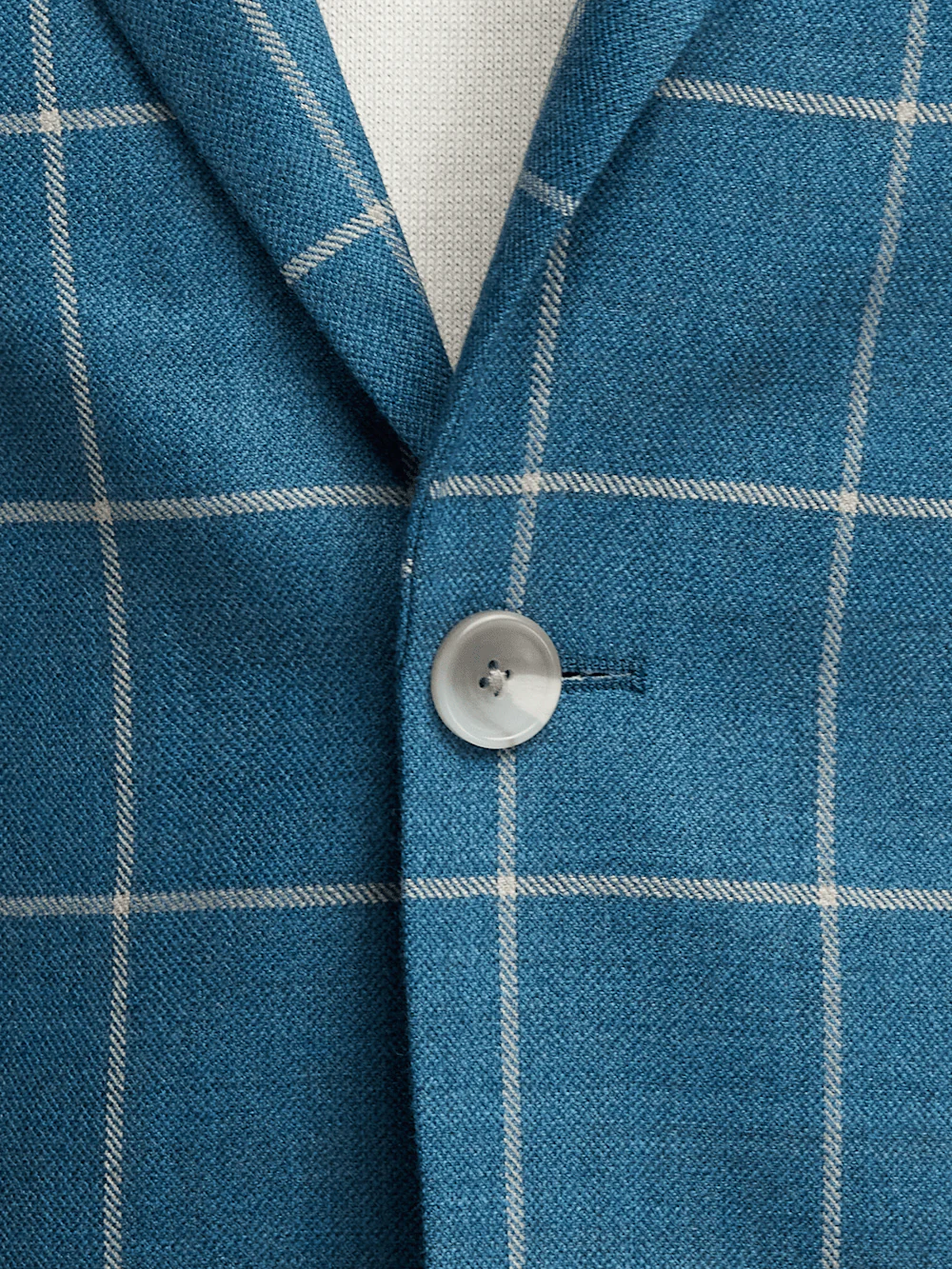 Wool Windowpane Single Breasted Peak Lapel Sport Coat - Teal - Image 5